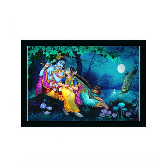 Amfyn Radha Krishna Painting with Synthetic Photo Frame (Multicolor)