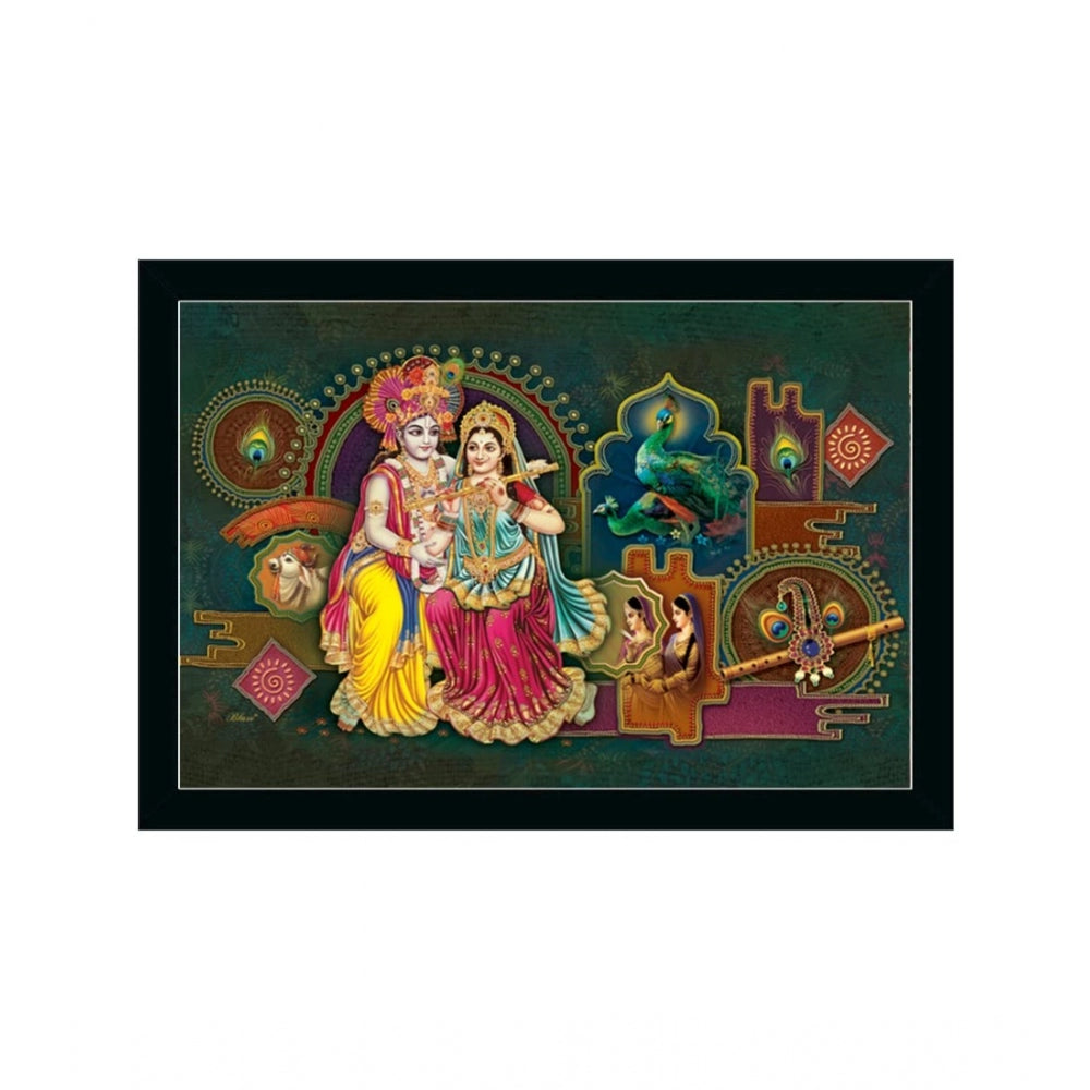 Amfyn Radha Krishna Painting with Synthetic Photo Frame (Multicolor)