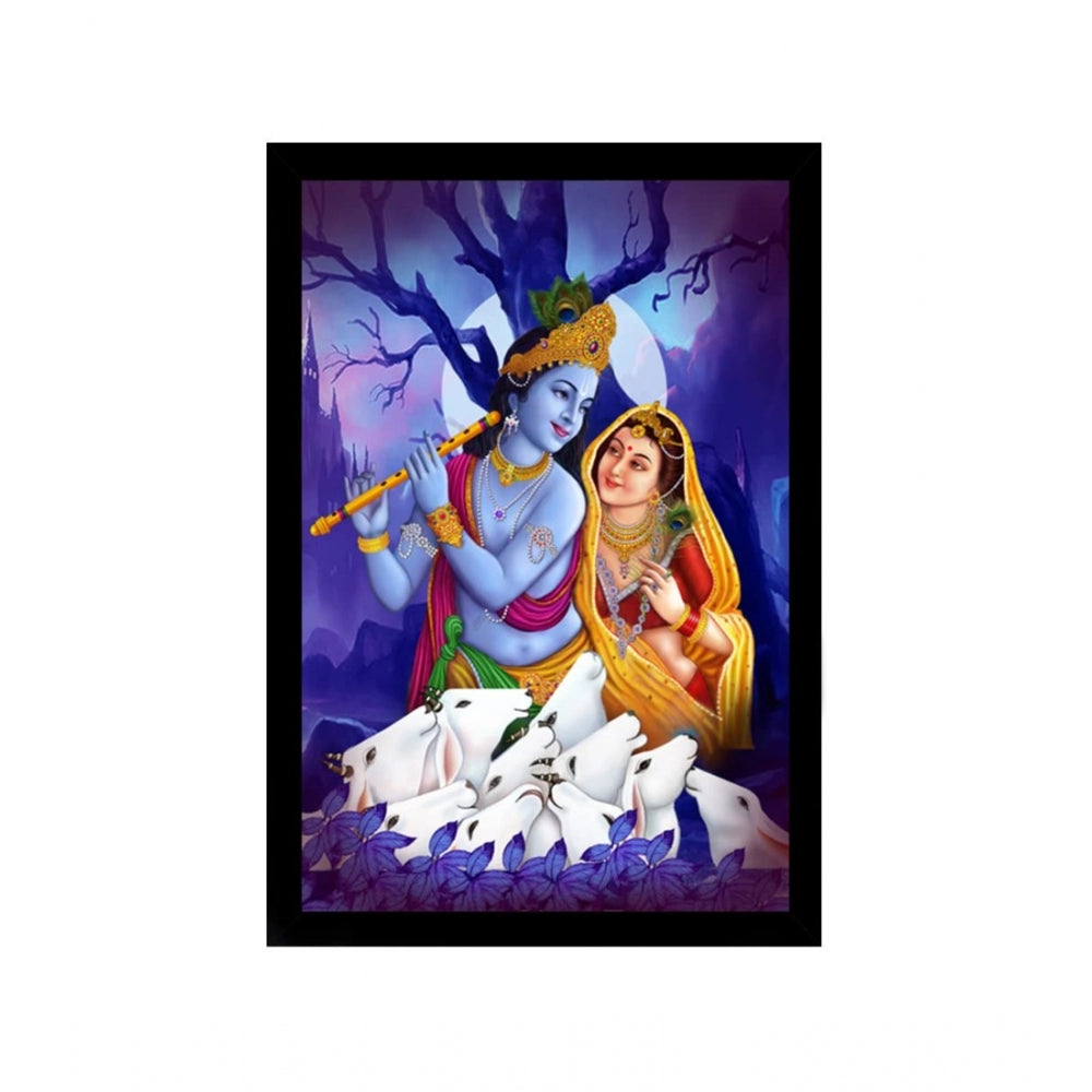 Amfyn Radha Krishna Painting with Synthetic Photo Frame (Multicolor)