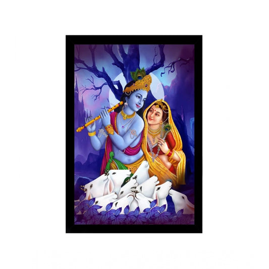 Amfyn Radha Krishna Painting with Synthetic Photo Frame (Multicolor)
