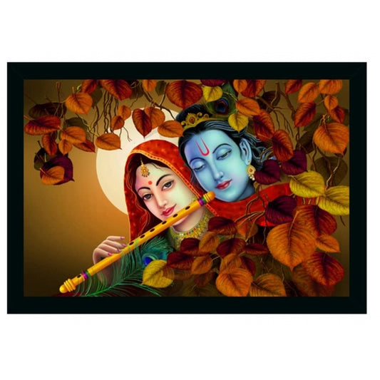 Amfyn Radha Krishna Painting with Synthetic Photo Frame (Multicolor)
