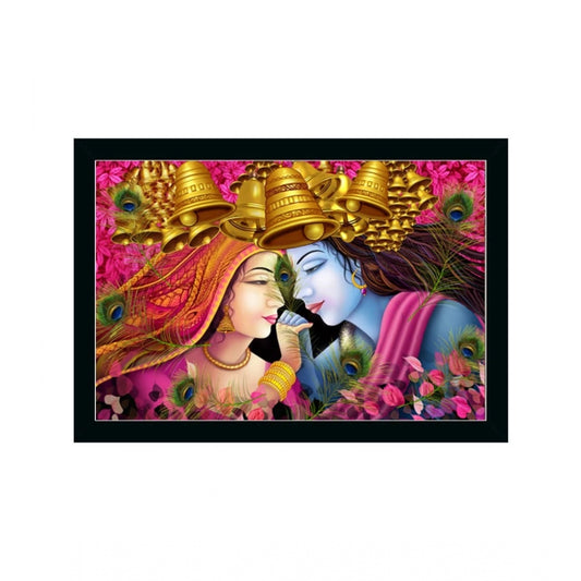 Amfyn Radha Krishna Painting with Synthetic Photo Frame (Multicolor)