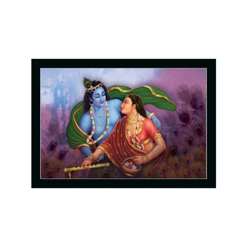 Amfyn Radha Krishna Painting with Synthetic Photo Frame (Multicolor)