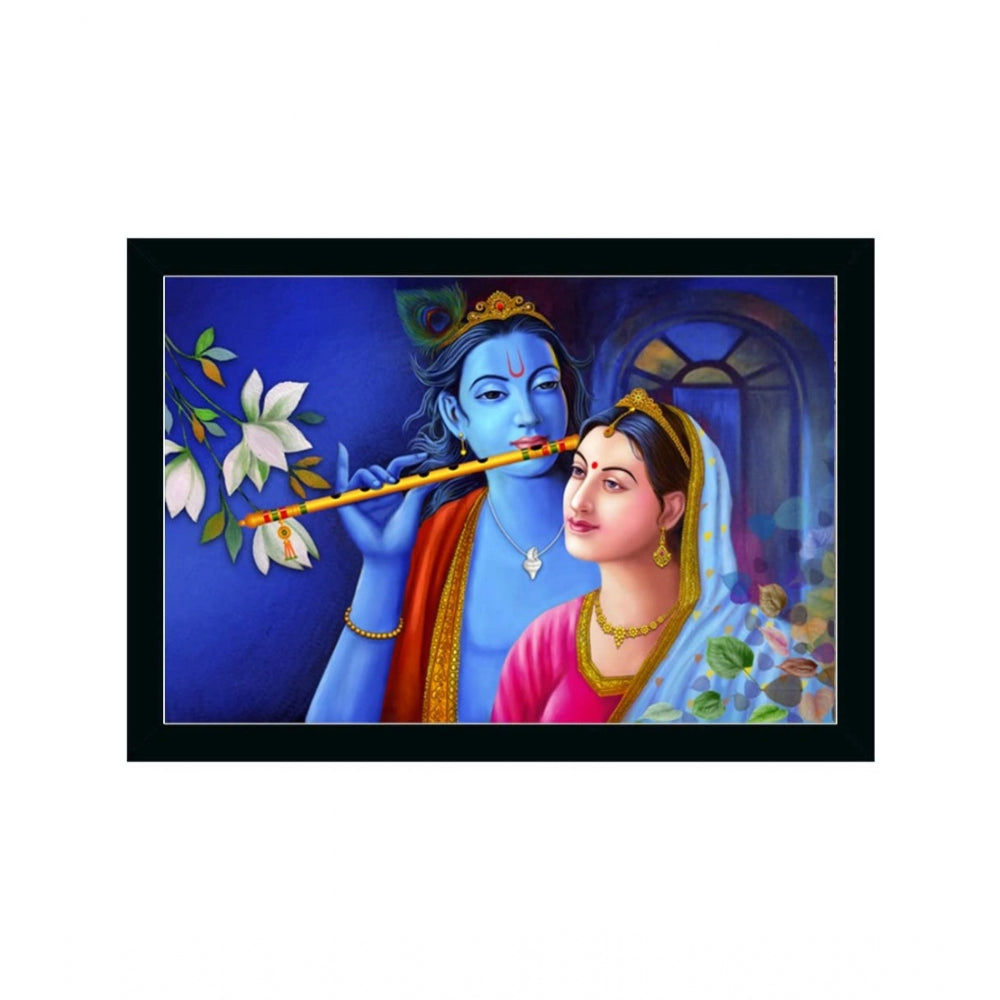 Amfyn Radha Krishna Painting with Synthetic Photo Frame (Multicolor)