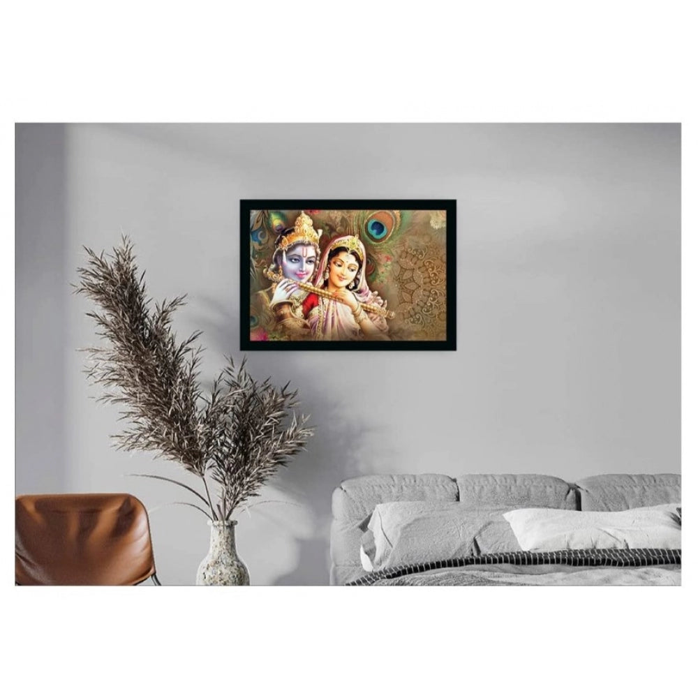 Amfyn Radha Krishna Painting Vinyl Sparkle Coated with Synthetic Photo Frame (Multicolor)