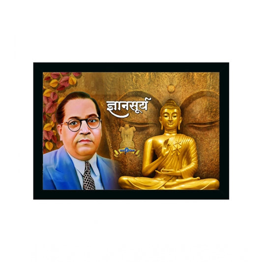 Amfyn Ambedkar Buddha Painting Vinyl Sparkle Coated with Synthetic Photo Frame (Multicolor)
