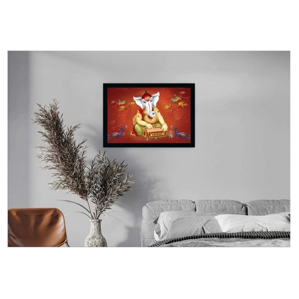 Amfyn Ganesh Photo with Synthetic Photo Frame (Multicolor)