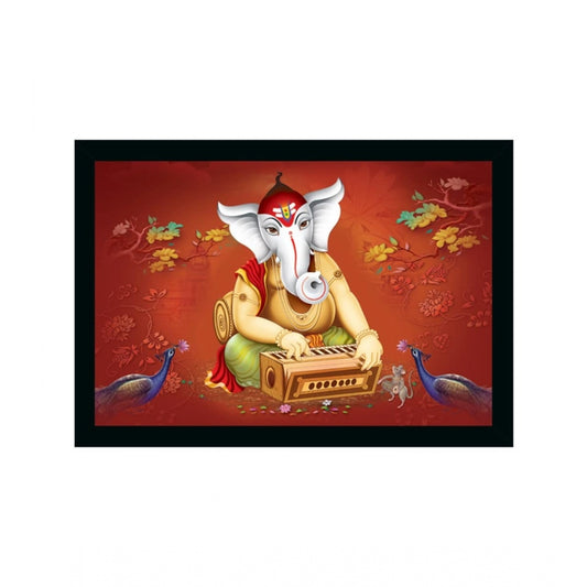 Amfyn Ganesh Photo with Synthetic Photo Frame (Multicolor)