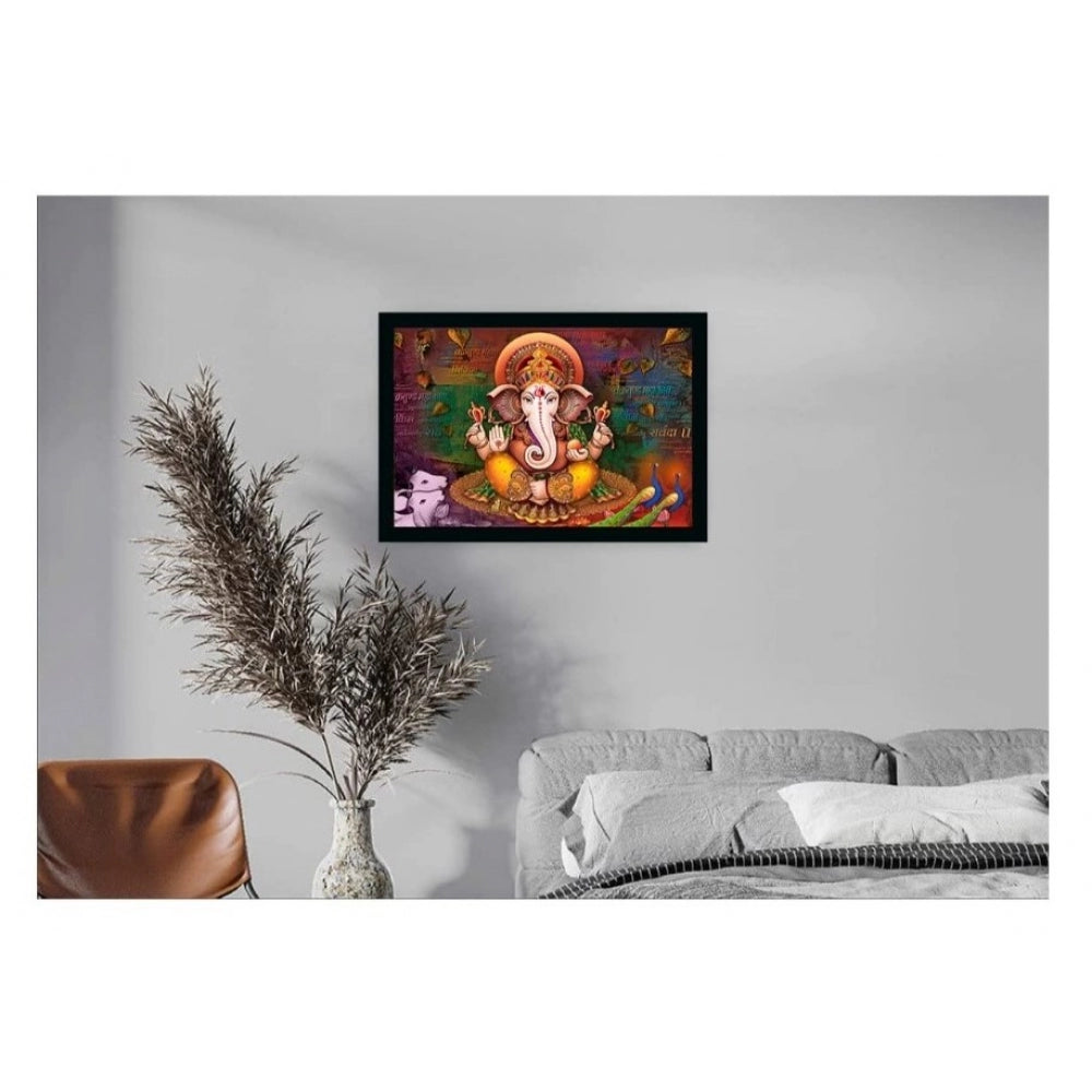 Amfyn Ganesh Photo with Synthetic Photo Frame (Multicolor)