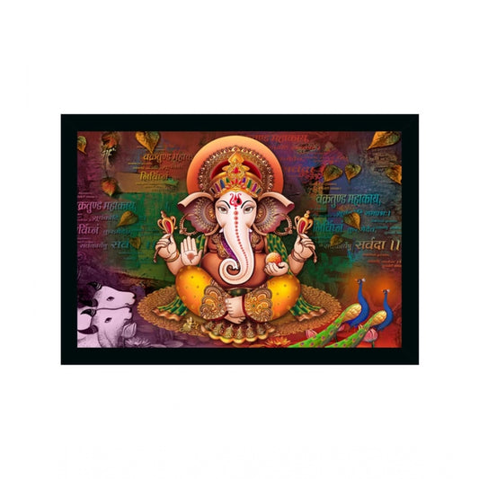 Amfyn Ganesh Photo with Synthetic Photo Frame (Multicolor)