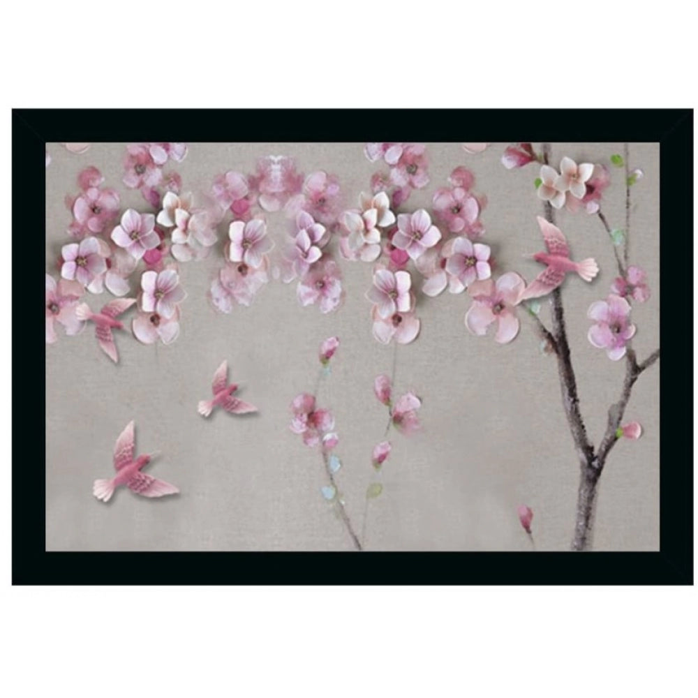 Amfyn Flower Painting Vinyl Sparkle Coated with Synthetic Photo Frame (Multicolor)