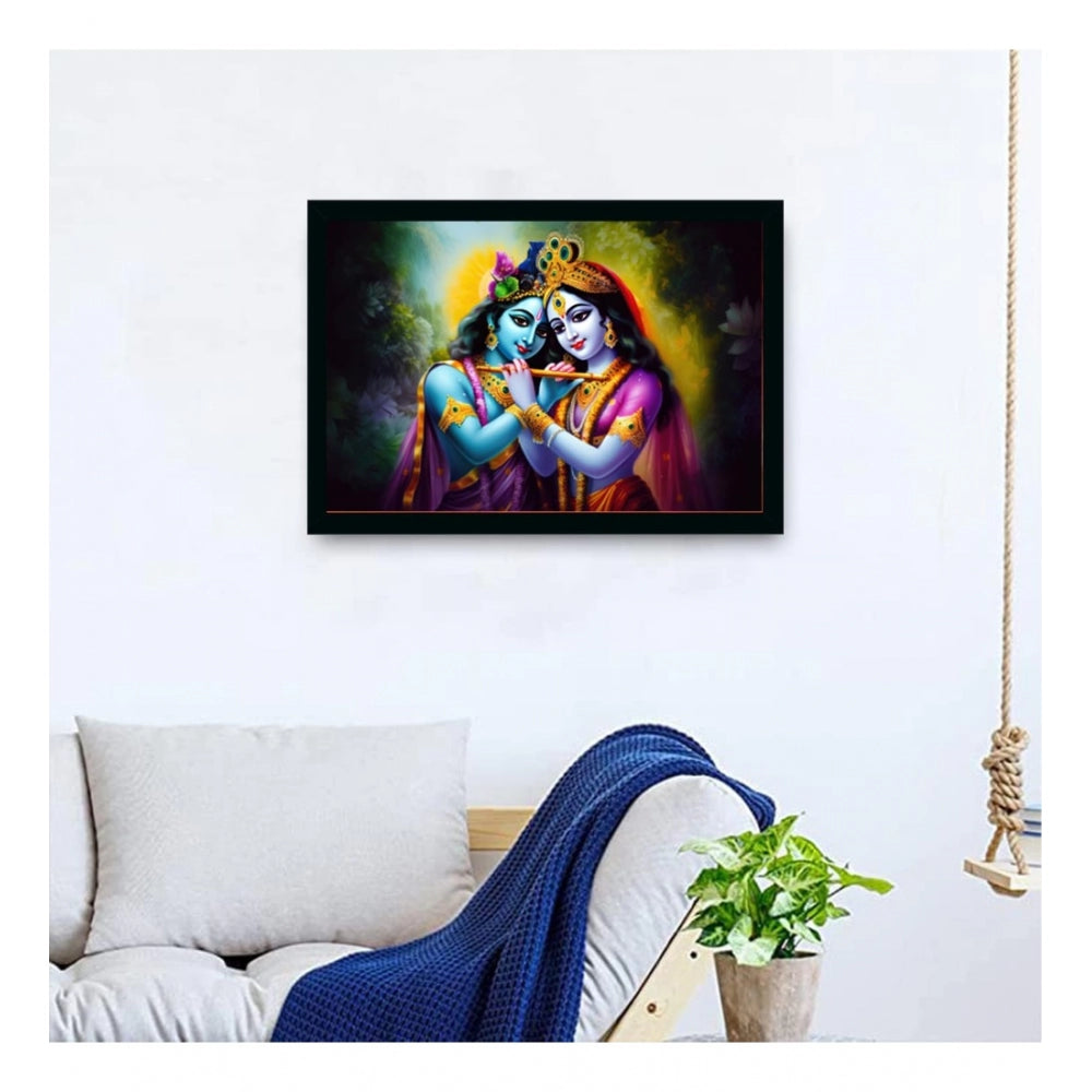 Amfyn Radha Krishna Painting with Synthetic Photo Frame (Multicolor)