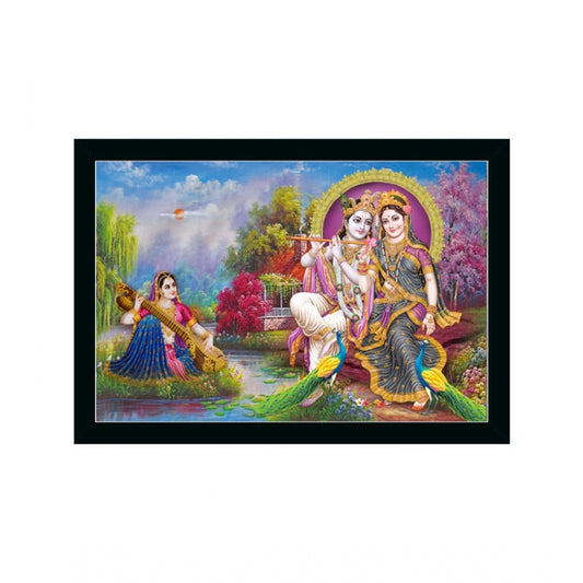 Amfyn Radha Krishna Painting with Synthetic Photo Frame (Multicolor)
