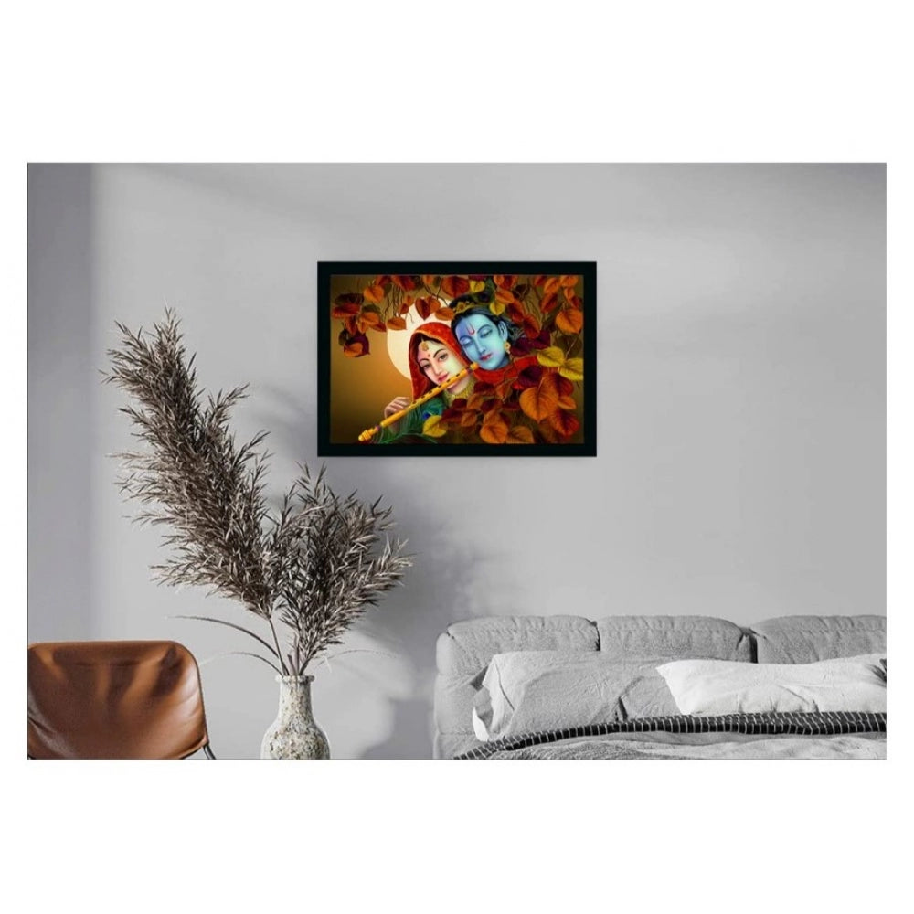 Amfyn Radha Krishna Painting Vinyl Sparkle Coated with Synthetic Photo Frame (Multicolor)