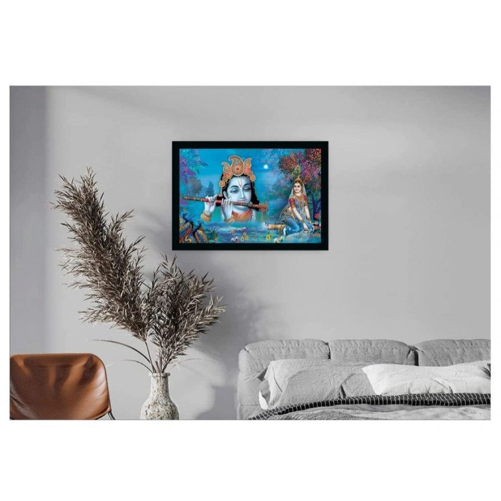 Amfyn Radha Krishna Painting Vinyl Sparkle Coated with Synthetic Photo Frame (Multicolor)