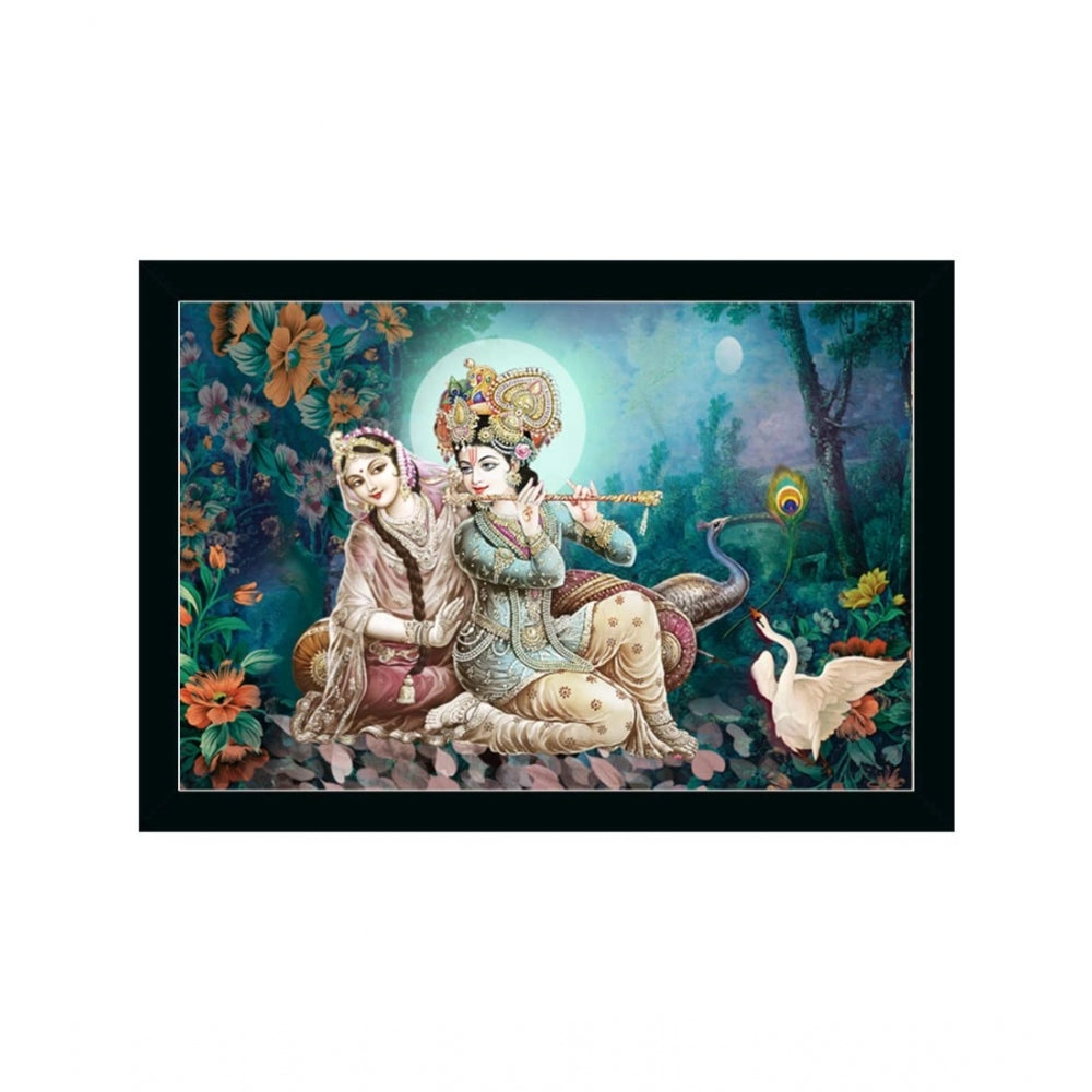 Amfyn Radha Krishna Painting with Synthetic Photo Frame (Multicolor)