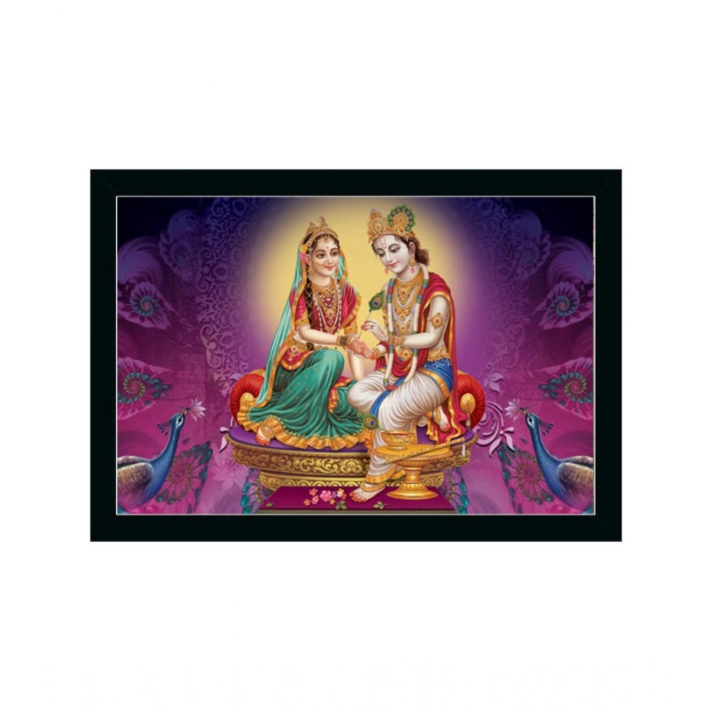 Amfyn Radha Krishna Painting with Synthetic Photo Frame (Multicolor)
