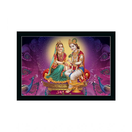 Amfyn Radha Krishna Painting with Synthetic Photo Frame (Multicolor)