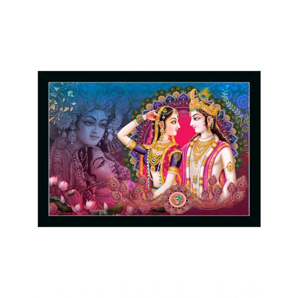 Amfyn Radha Krishna Painting with Synthetic Photo Frame (Multicolor)