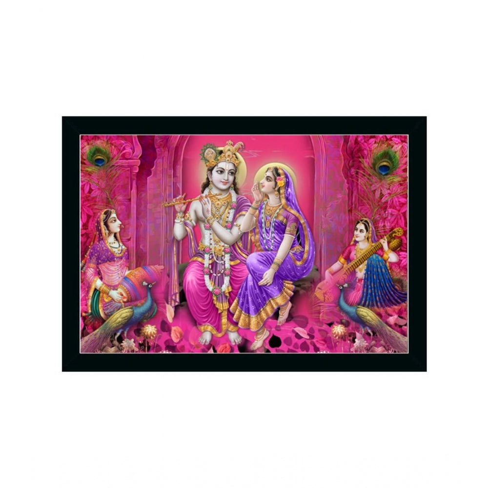 Amfyn Radha Krishna Painting with Synthetic Photo Frame (Multicolor)