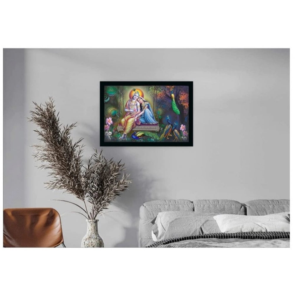 Amfyn Radha Krishna Painting with Synthetic Photo Frame (Multicolor)
