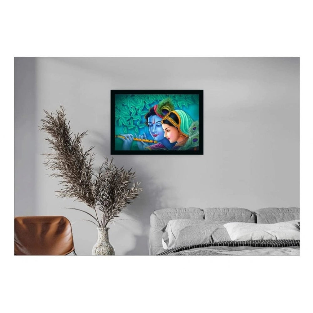 Amfyn Radha Krishna Painting Vinyl Sparkle Coated with Synthetic Photo Frame (Multicolor)