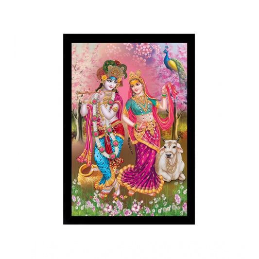 Amfyn Radha Krishna Painting with Synthetic Photo Frame (Multicolor)