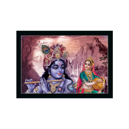 Amfyn Radha Krishna Painting with Synthetic Photo Frame (Multicolor)