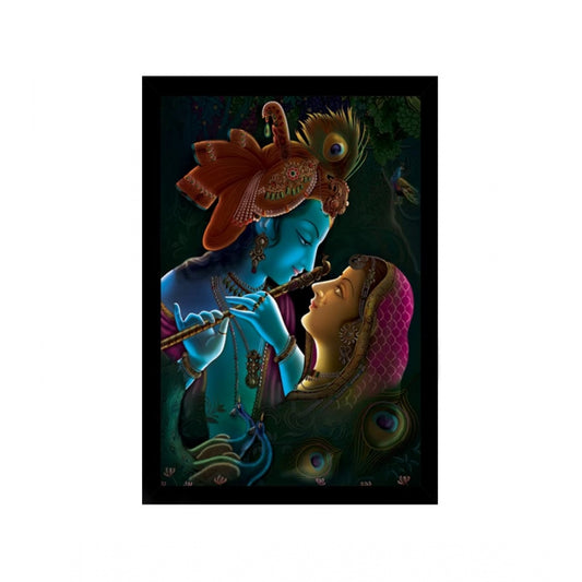 Amfyn Radha Krishna Painting with Synthetic Photo Frame (Multicolor)