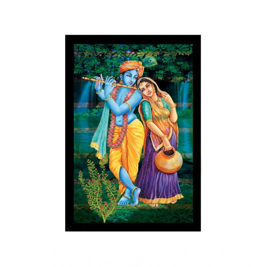 Amfyn Radha Krishna Painting with Synthetic Photo Frame (Multicolor)