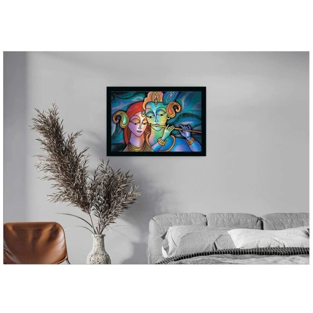Amfyn Radha Krishna Painting with Synthetic Photo Frame (Multicolor)