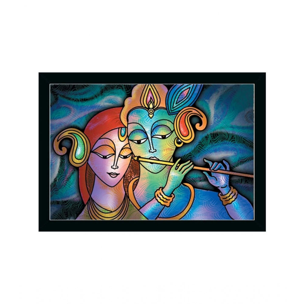 Amfyn Radha Krishna Painting with Synthetic Photo Frame (Multicolor)