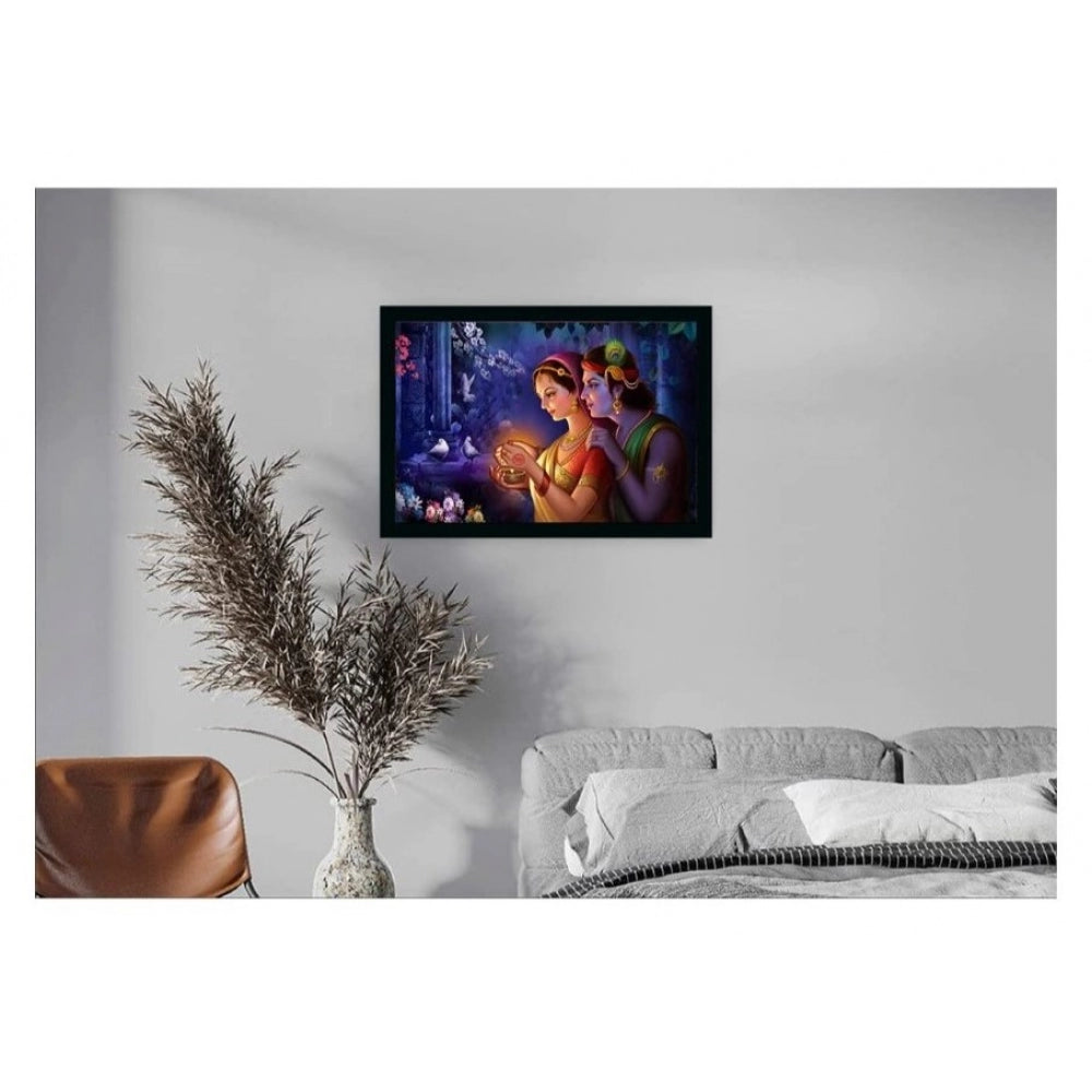 Fashion Radha Krishna Painting with Synthetic Photo Frame (Multicolor)