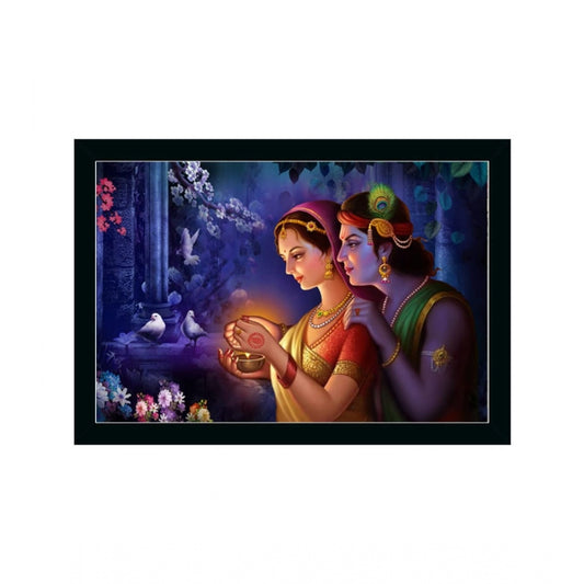 Fashion Radha Krishna Painting with Synthetic Photo Frame (Multicolor)