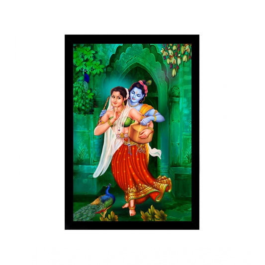 Fashion Radha Krishna Painting with Synthetic Photo Frame (Multicolor)