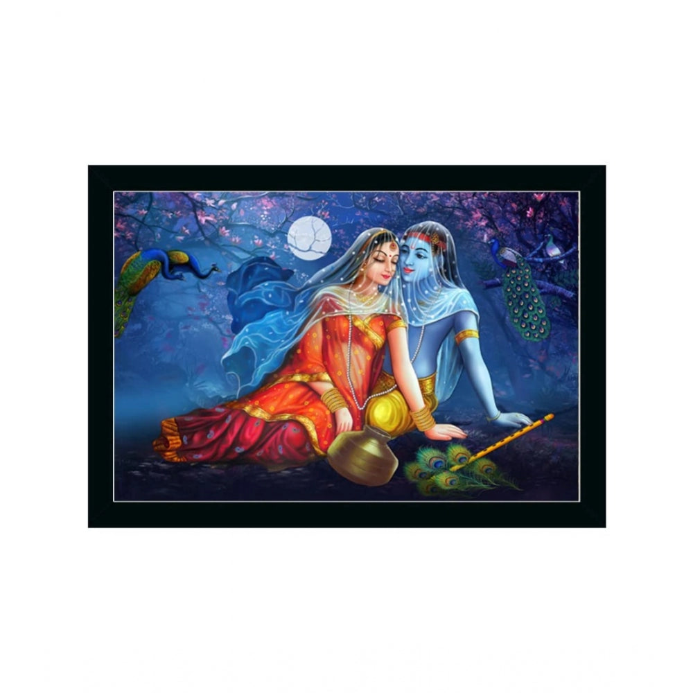 Fashion Radha Krishna Painting with Synthetic Photo Frame (Multicolor)