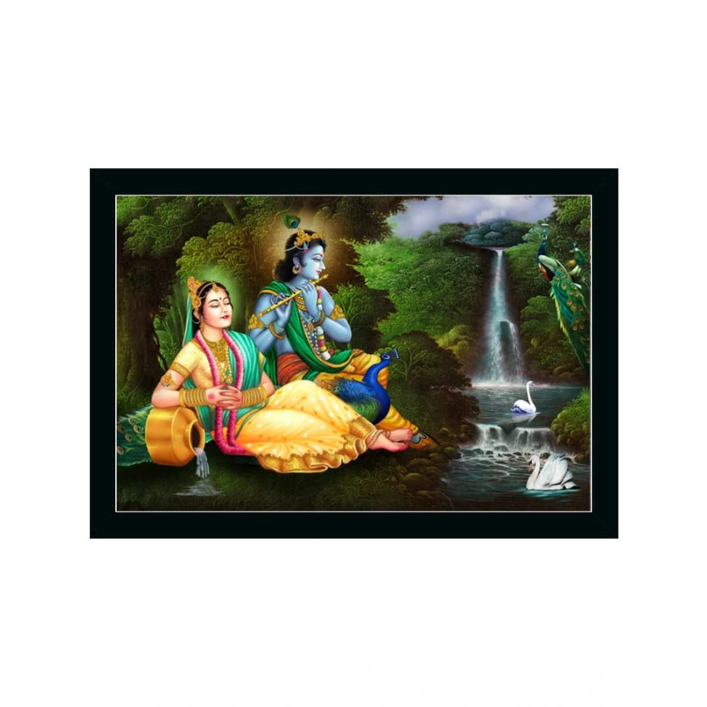 Fashion Radha Krishna Painting with Synthetic Photo Frame (Multicolor)