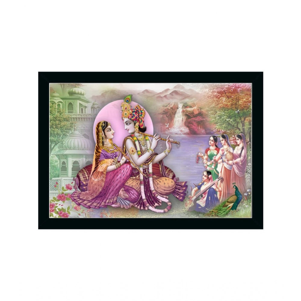 Fashion Radha Krishna Painting with Synthetic Photo Frame (Multicolor)