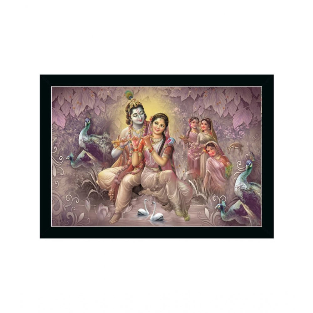 Fashion Radha Krishna Painting with Synthetic Photo Frame (Multicolor)