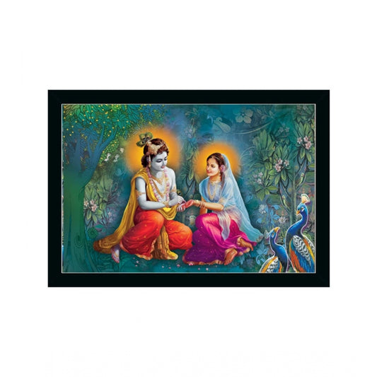 Fashion Radha Krishna Painting with Synthetic Photo Frame (Multicolor)