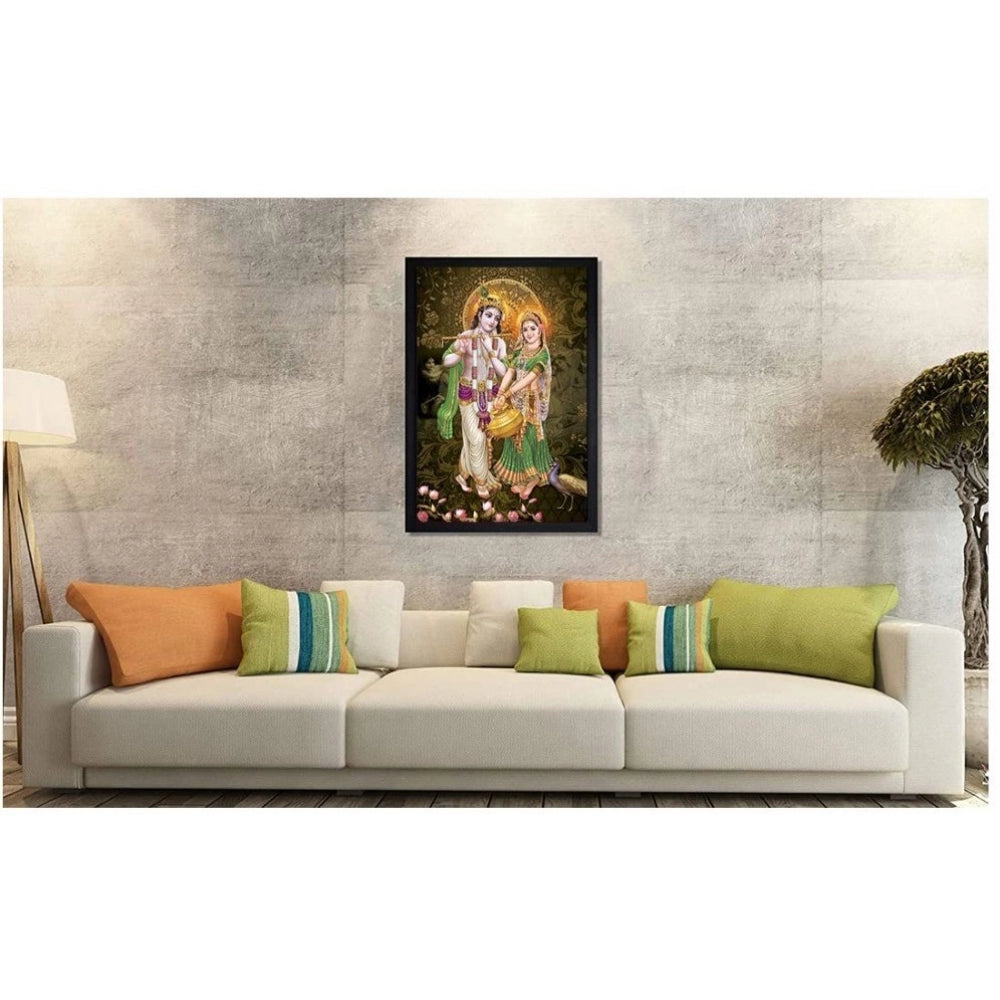 Fashion Radha Krishna Painting with Synthetic Photo Frame (Multicolor)