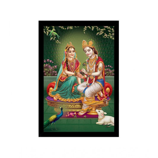 Fashion Radha Krishna Painting with Synthetic Photo Frame (Multicolor)