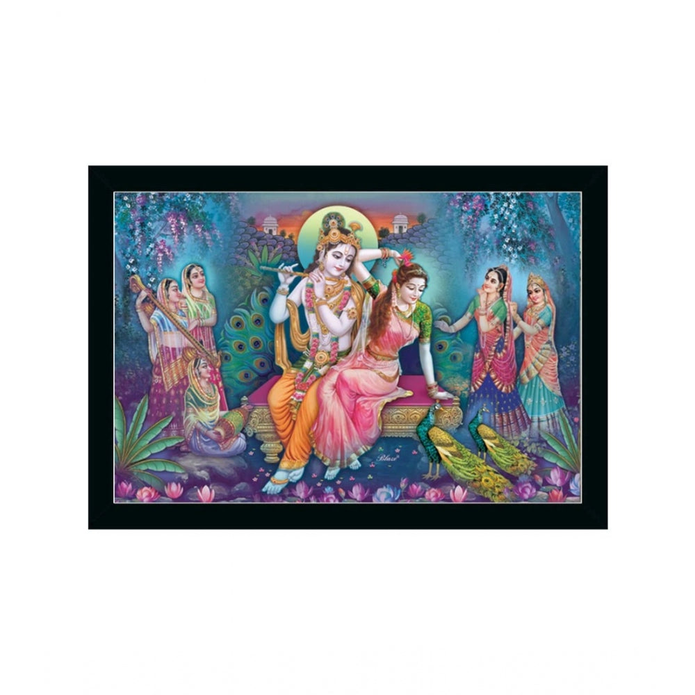 Amfyn Radha Krishna Painting with Synthetic Photo Frame (Multicolor)