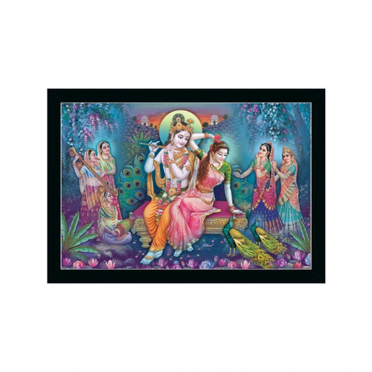 Amfyn Radha Krishna Painting with Synthetic Photo Frame (Multicolor)