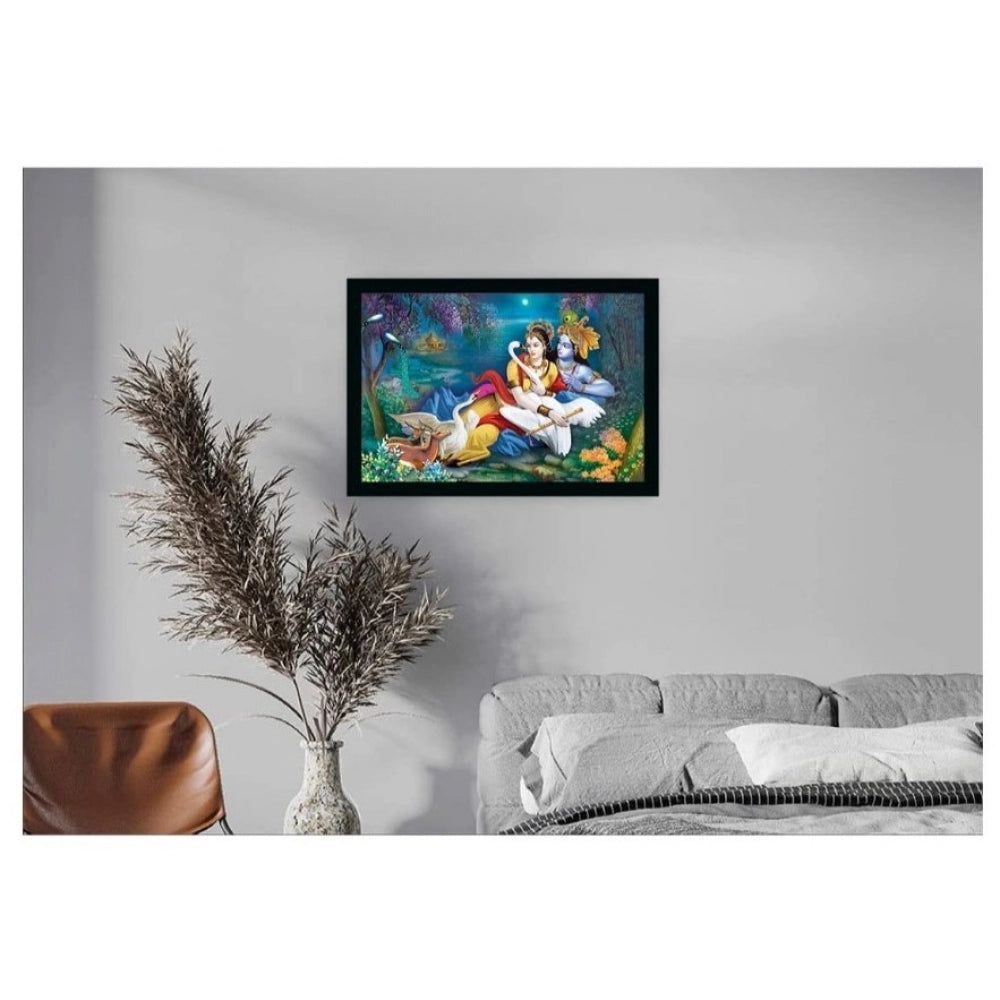 Amfyn Radha Krishna Painting with Synthetic Photo Frame (Multicolor)
