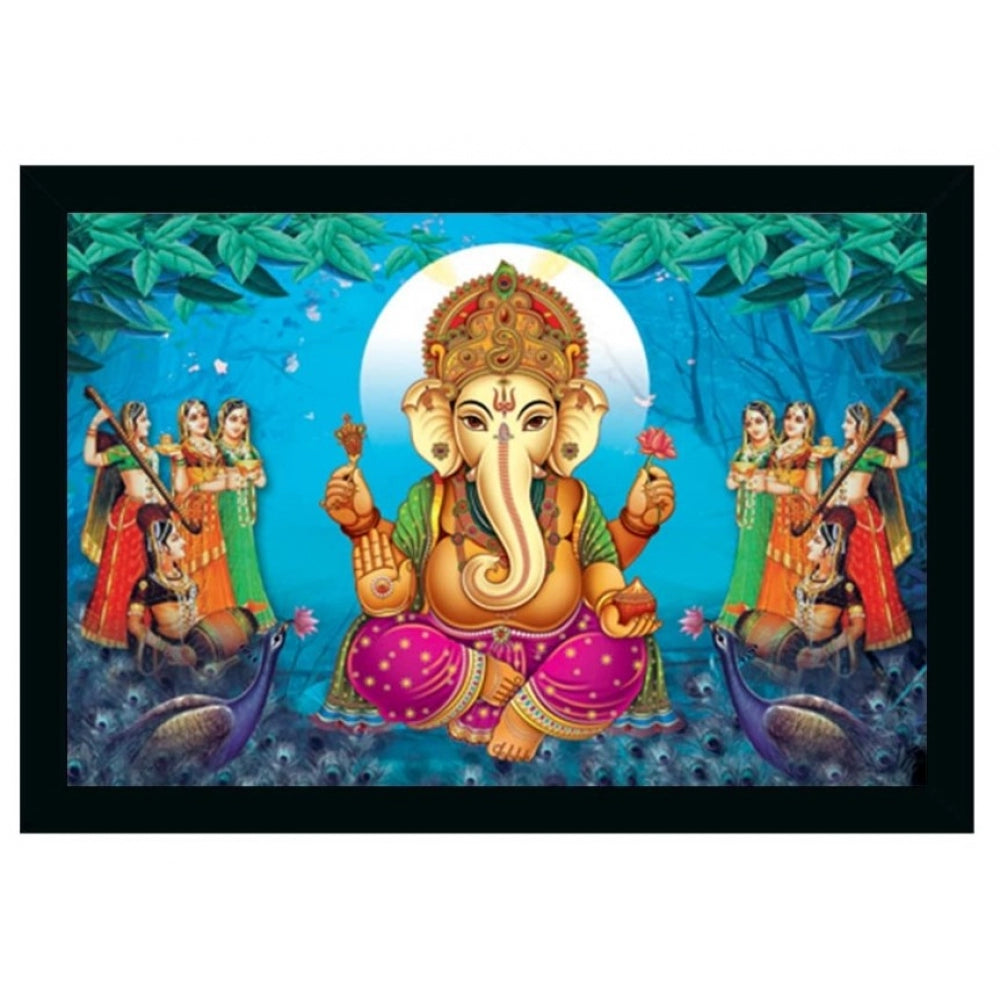 Amfyn Ganesh Photo with Synthetic Photo Frame (Multicolor)