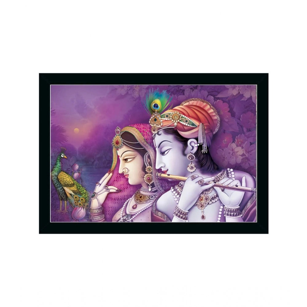 Amfyn Radha Krishna Painting with Synthetic Photo Frame (Multicolor)