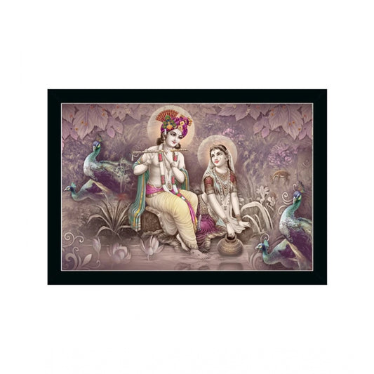 Amfyn Radha Krishna Painting with Synthetic Photo Frame (Multicolor)