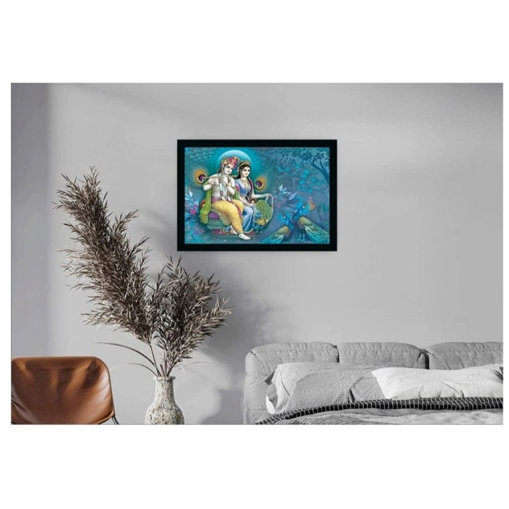 Amfyn Radha Krishna Painting with Synthetic Photo Frame (Multicolor)