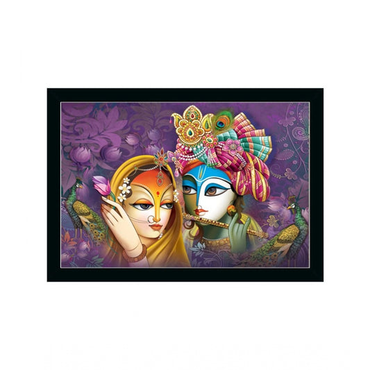 Amfyn Radha Krishna Painting with Synthetic Photo Frame (Multicolor)